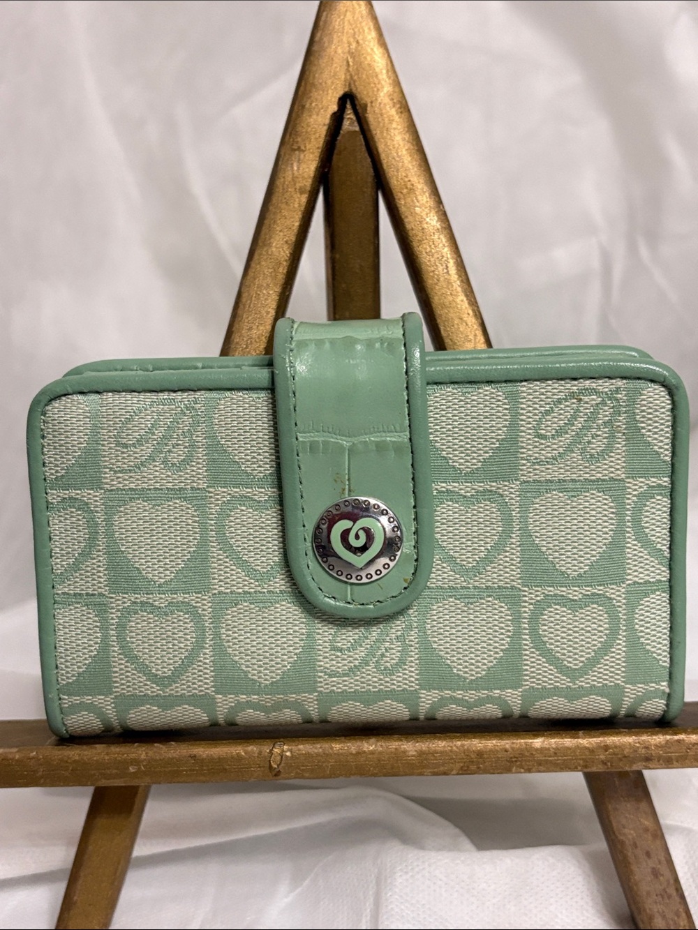 Brighton Mint Heart-Print Wallet